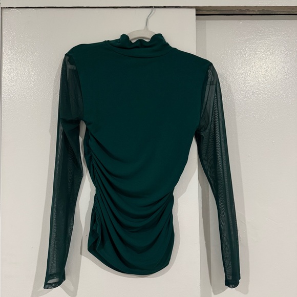 Adrianna Papell Teal Ruched Long Sleeve Blouse - Picture 4 of 4